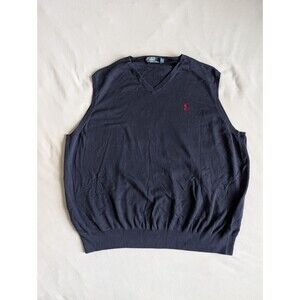 Polo Ralph Lauren Mens Pima Cotton V Neck Sweater Vest Blue 3XB Extra Big Preppy